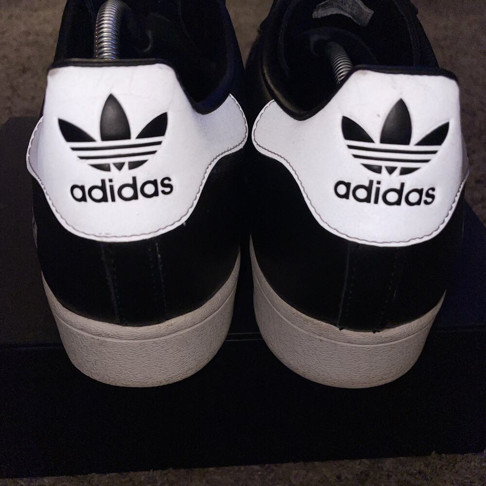 Adidas Superstar FV2809 Mens Black Leather Lace Up Lifestyle Sneakers Shoes 13 - Picture 7 of 10